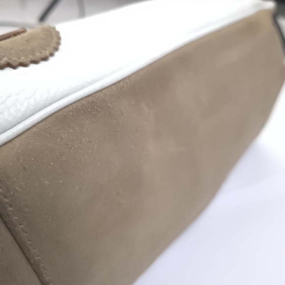 Gianni Bini Elegant White and Tan Leather Women's Satchel Bag - Picture 9 of 16